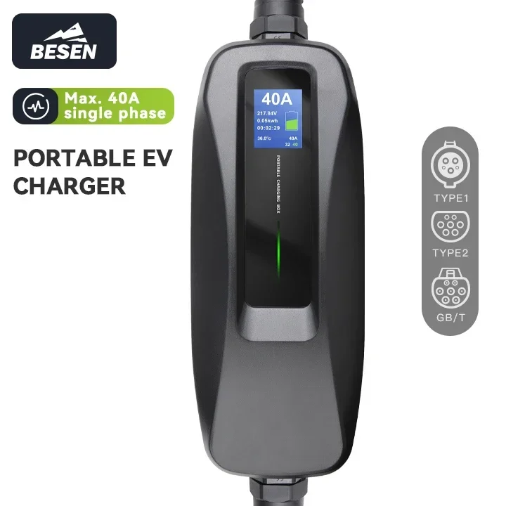 Portable Ev Charger - BESEN 8,8kW Tragbares Typ-1-EV-Ladegerät Einphasige AC-Ladebox